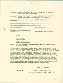 Antrag auf »Eindeutschung« des Kindes Iwan Jarmoluk, 24. Dezember 1943 trotzdem da! Ein Projekt der Gedenkstätte Lager Sandbostel, 2024